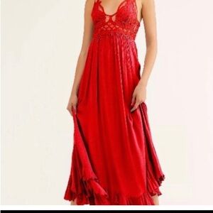 Red Free People Adella Dress